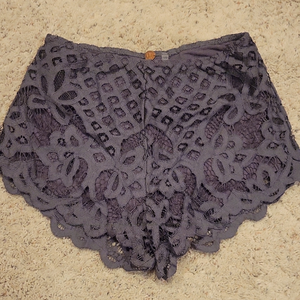 Free People Gray Lace Shorts